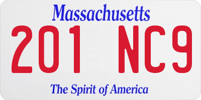 MA license plate 201NC9