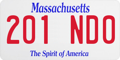 MA license plate 201ND0