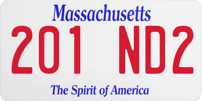 MA license plate 201ND2