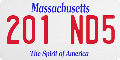 MA license plate 201ND5