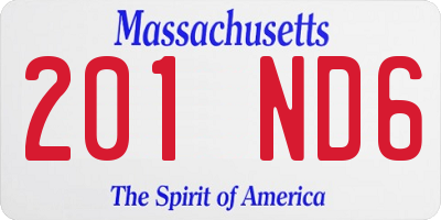 MA license plate 201ND6