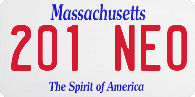 MA license plate 201NE0