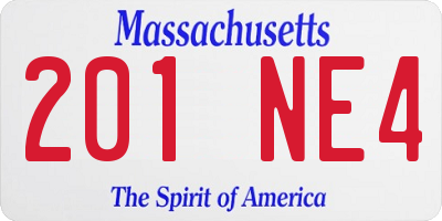 MA license plate 201NE4