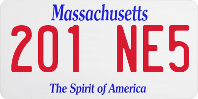 MA license plate 201NE5