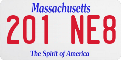 MA license plate 201NE8