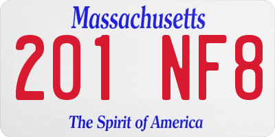 MA license plate 201NF8