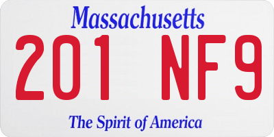 MA license plate 201NF9