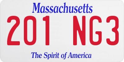 MA license plate 201NG3