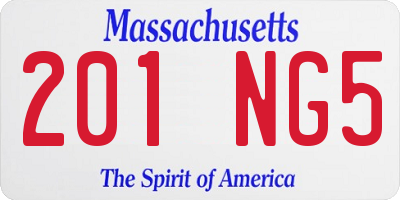 MA license plate 201NG5