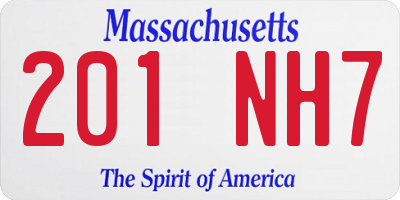 MA license plate 201NH7