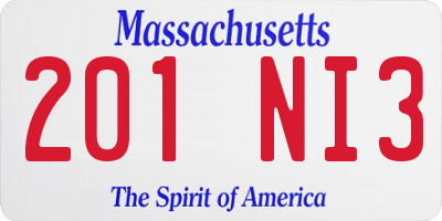 MA license plate 201NI3