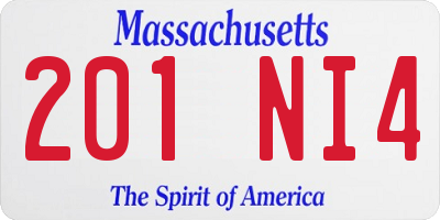 MA license plate 201NI4