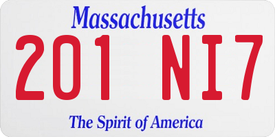 MA license plate 201NI7