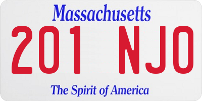 MA license plate 201NJ0