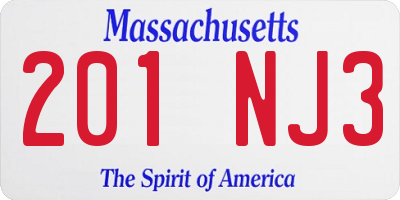 MA license plate 201NJ3