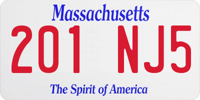 MA license plate 201NJ5