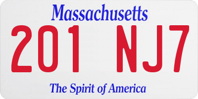 MA license plate 201NJ7