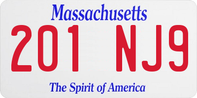 MA license plate 201NJ9
