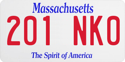MA license plate 201NK0
