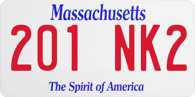 MA license plate 201NK2