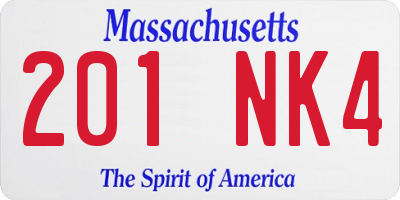 MA license plate 201NK4