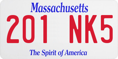 MA license plate 201NK5