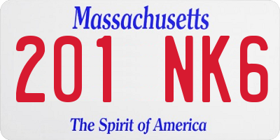 MA license plate 201NK6