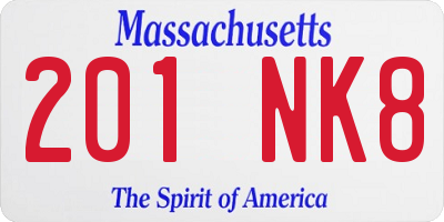 MA license plate 201NK8