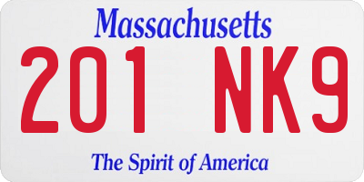 MA license plate 201NK9
