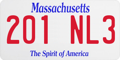 MA license plate 201NL3
