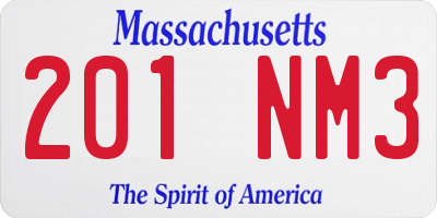 MA license plate 201NM3