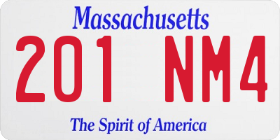 MA license plate 201NM4