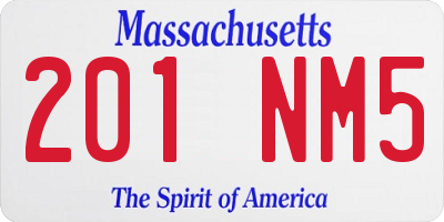 MA license plate 201NM5