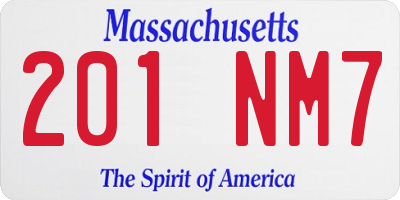 MA license plate 201NM7