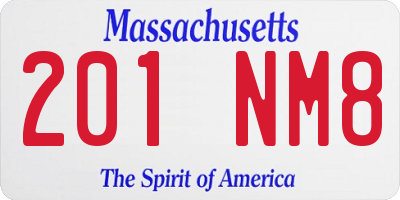 MA license plate 201NM8