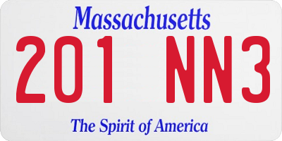 MA license plate 201NN3