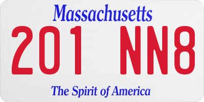 MA license plate 201NN8
