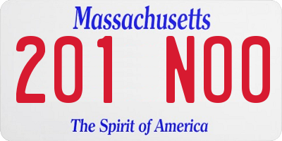 MA license plate 201NO0