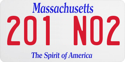 MA license plate 201NO2