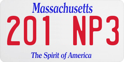 MA license plate 201NP3