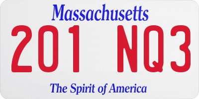 MA license plate 201NQ3