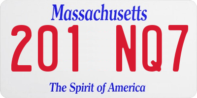 MA license plate 201NQ7