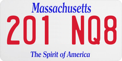 MA license plate 201NQ8