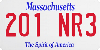 MA license plate 201NR3