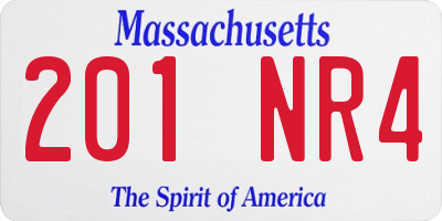MA license plate 201NR4