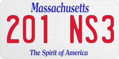 MA license plate 201NS3