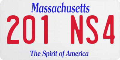 MA license plate 201NS4