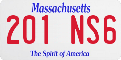 MA license plate 201NS6
