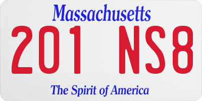 MA license plate 201NS8