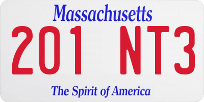 MA license plate 201NT3